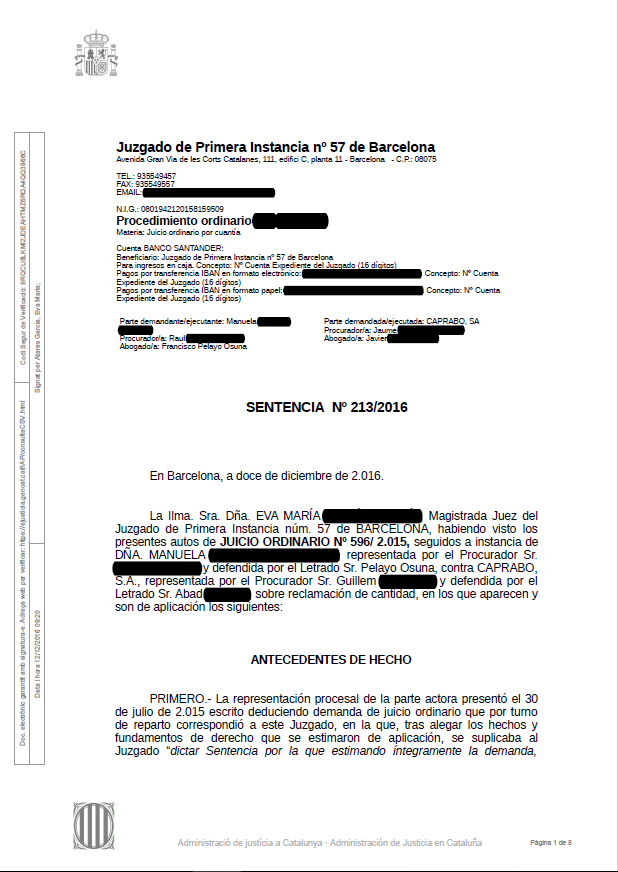 Sentencia contra Caprabo